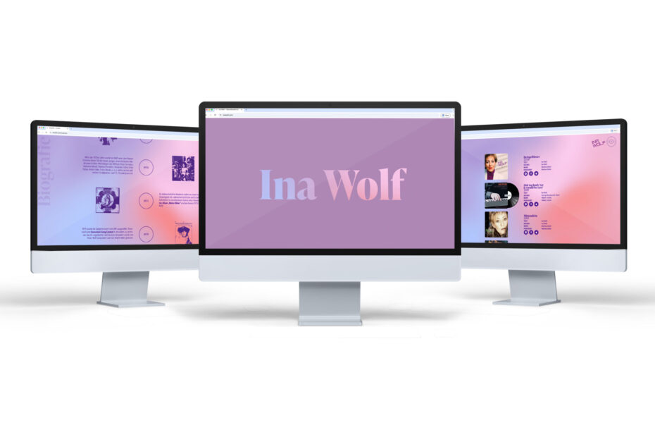 Modernes Webdesign für Musikerin Ina Wolf; responsive Website in pastelligen Farbverläufen, gestaltet von teamwork Werbeagentur Vorarlberg